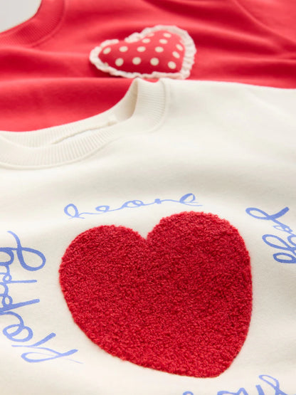 |Girl| Conjunto de Moletom Vermelho e Calça Barrel (Pacote com 2) (3 meses a 7 anos)