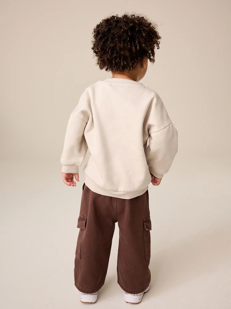 |Boy| Moletom Gola Careca Cor Cru Com Estampa "Daddy's Best Buddy" (3 meses a 7 anos)