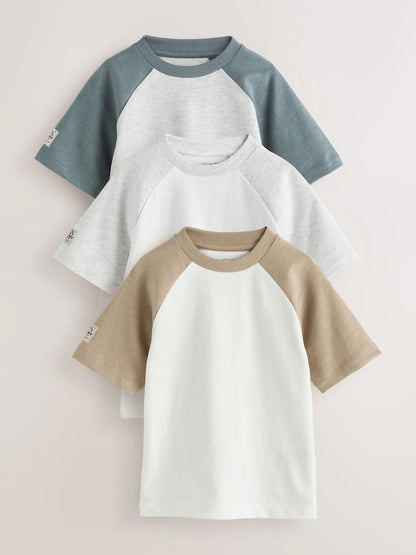 |Boy| Conjunto De 3 Camisetas Raglan Cinza De Manga Comprida (3 meses a 7 anos)