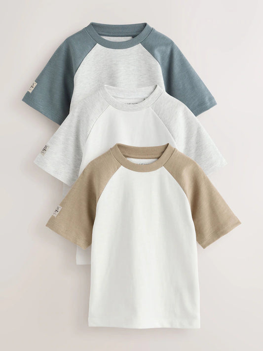 |Boy| Conjunto De 3 Camisetas Raglan Cinza De Manga Comprida (3 meses a 7 anos)