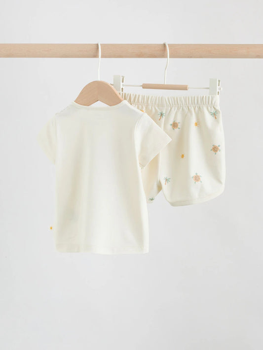 |BabyBoy| Conjunto De Top e Shorts Cream My First Holiday Para bebês (0-18 meses)
