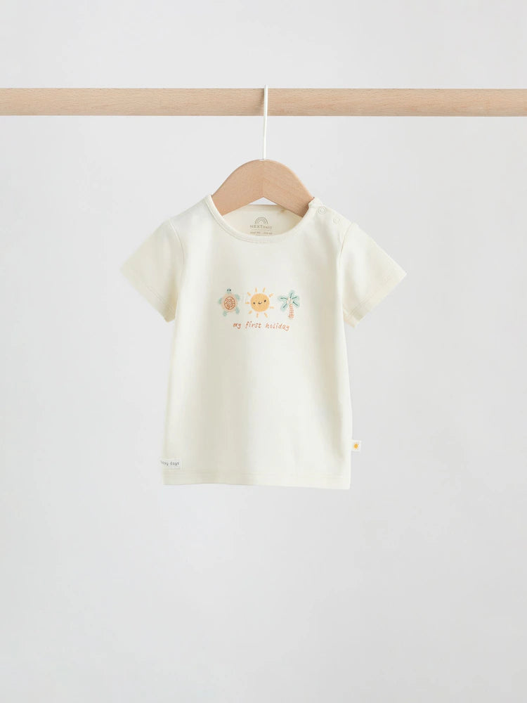|BabyBoy| Conjunto De Top e Shorts Cream My First Holiday Para bebês (0-18 meses)