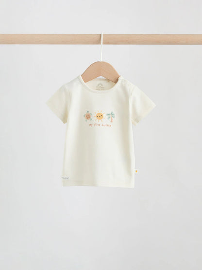 |BabyBoy| Conjunto De Top e Shorts Cream My First Holiday Para bebês (0-18 meses)