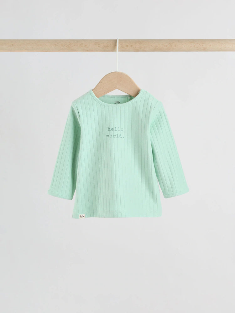 |BabyBoy| Conjunto Infantil Verde Sálvia "Olá Mundo" Com Blusa e Calça Legging (0-18 meses)