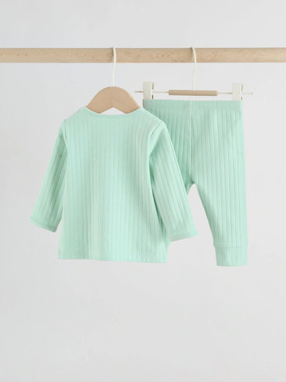 |BabyBoy| Conjunto Infantil Verde Sálvia "Olá Mundo" Com Blusa e Calça Legging (0-18 meses)