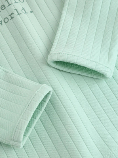 |BabyBoy| Conjunto Infantil Verde Sálvia "Olá Mundo" Com Blusa e Calça Legging (0-18 meses)
