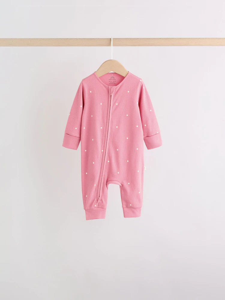 |BabyGirl| Kit Com 4 Macacões De Bebê Com Estampa De Cereja Rosa e Zíper Bidirecional (0 a 3 anos)
