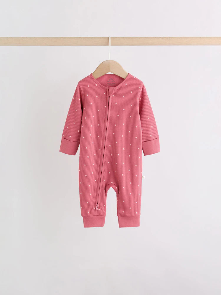 |BabyGirl| Kit Com 4 Macacões De Bebê Com Estampa De Cereja Rosa e Zíper Bidirecional (0 a 3 anos)