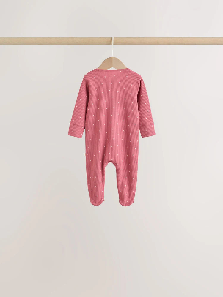 |BabyGirl| Kit Com 7 Macacões de Bebê Rosa com Estampa de Cereja (0 meses a 3 anos)