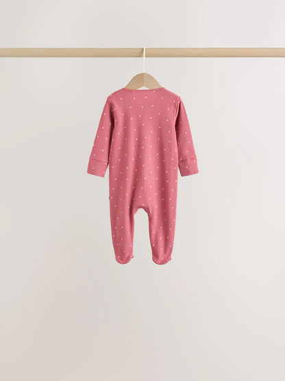 |BabyGirl| Kit Com 7 Macacões de Bebê Rosa com Estampa de Cereja (0 meses a 3 anos)