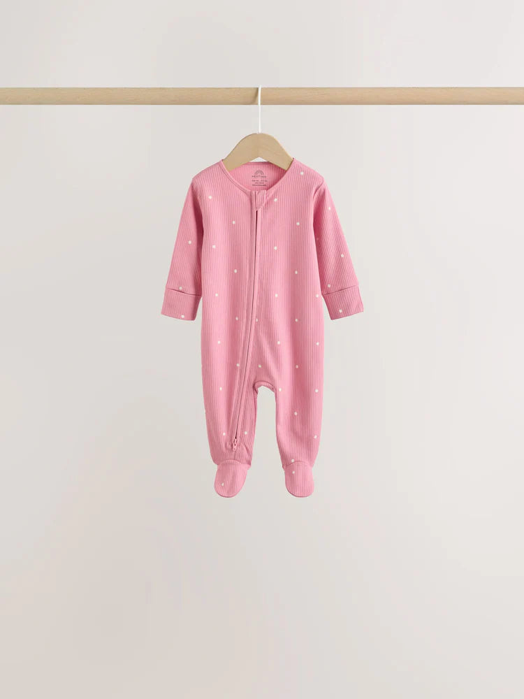 |BabyGirl| Kit Com 7 Macacões de Bebê Rosa com Estampa de Cereja (0 meses a 3 anos)