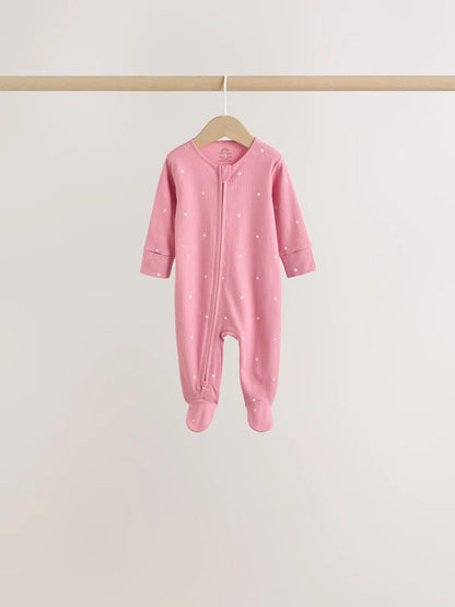 |BabyGirl| Kit Com 7 Macacões de Bebê Rosa com Estampa de Cereja (0 meses a 3 anos)