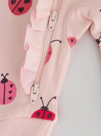 |BabyGirl| Kit com 3 Macacões de Bebê Vermelhos com Estampa de Joaninha e Zíper Bidirecional (0 meses a 3 anos)