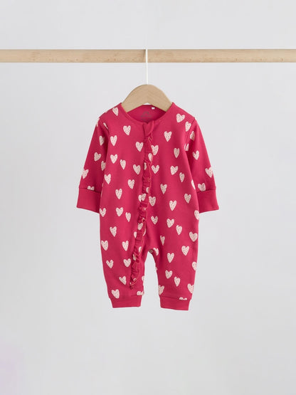 |BabyGirl| Kit com 3 Macacões de Bebê Vermelhos com Estampa de Joaninha e Zíper Bidirecional (0 meses a 3 anos)