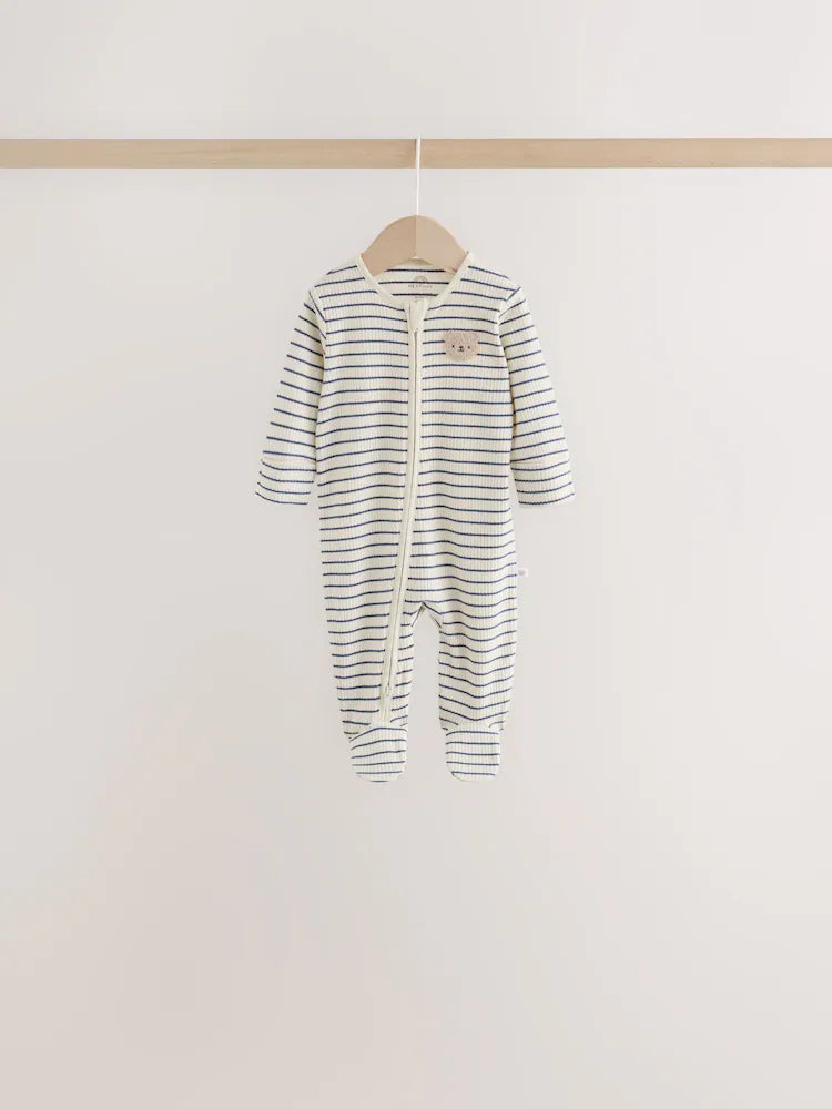 |BabyBoy| Kit com 7 Macacões de Bebê (Neutros/Urso Marrom) com Zíper Bidirecional (0 meses a 2 anos)
