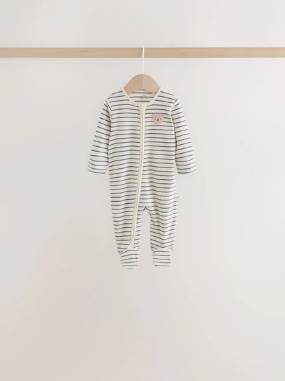 |BabyBoy| Kit com 7 Macacões de Bebê (Neutros/Urso Marrom) com Zíper Bidirecional (0 meses a 2 anos)