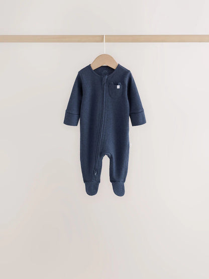 |BabyBoy| Kit com 7 Macacões de Bebê (Neutros/Urso Marrom) com Zíper Bidirecional (0 meses a 2 anos)