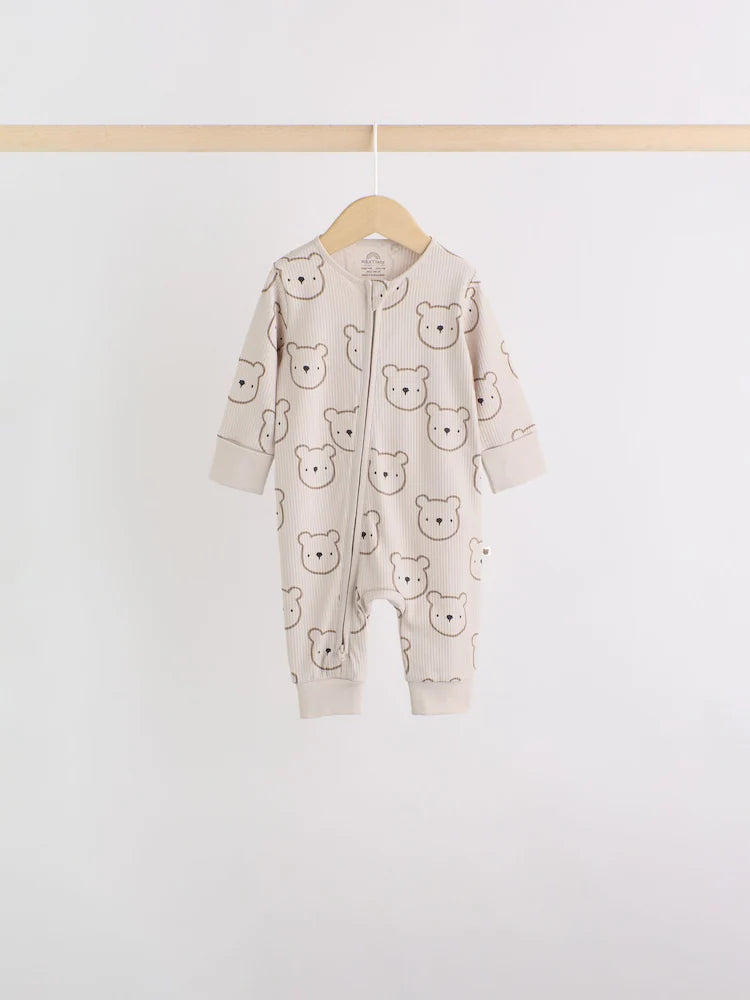 |BabyBoy| Kit Com 4 Macacões De Bebê Marrons Com Zíper Bidirecional (0 meses a 3 anos)