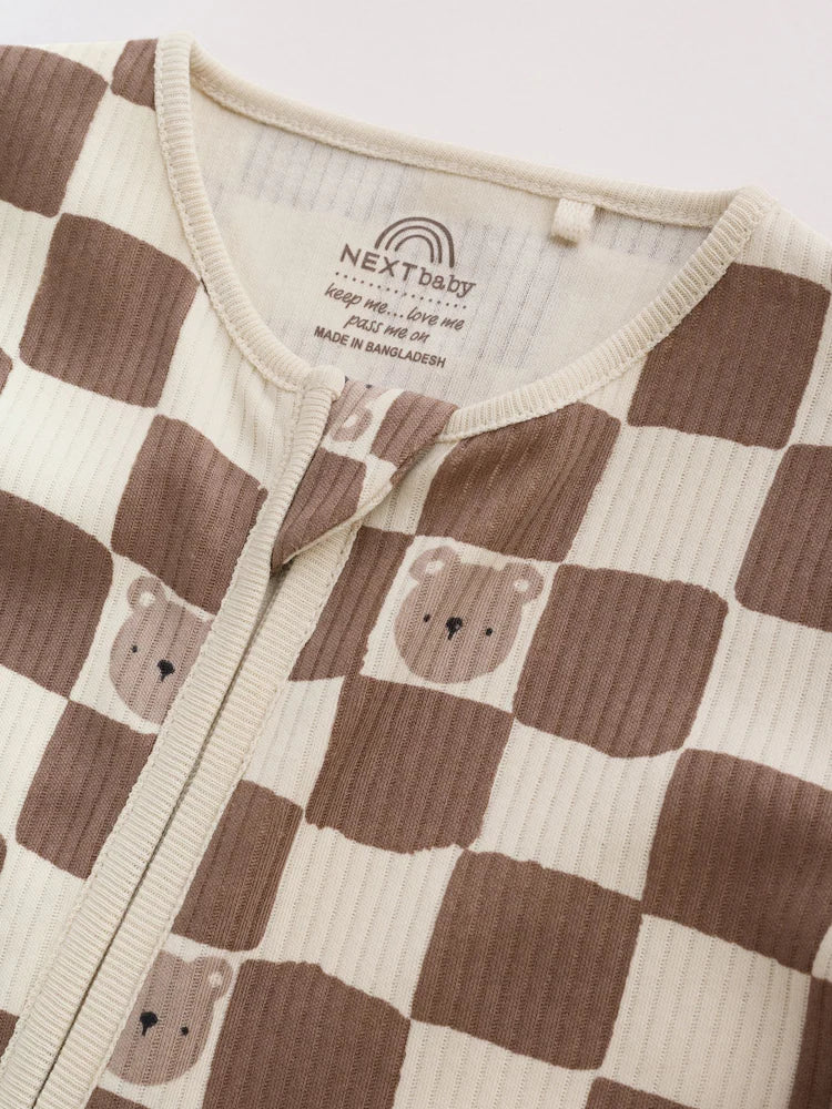 |BabyBoy| Kit Com 4 Macacões De Bebê Marrons Com Zíper Bidirecional (0 meses a 3 anos)