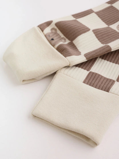 |BabyBoy| Kit Com 4 Macacões De Bebê Marrons Com Zíper Bidirecional (0 meses a 3 anos)