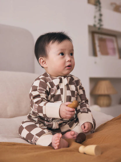 |BabyBoy| Kit Com 4 Macacões De Bebê Marrons Com Zíper Bidirecional (0 meses a 3 anos)