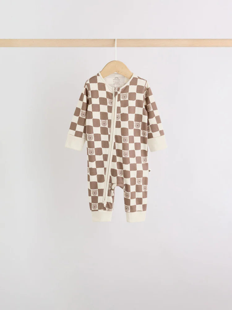 |BabyBoy| Kit Com 4 Macacões De Bebê Marrons Com Zíper Bidirecional (0 meses a 3 anos)