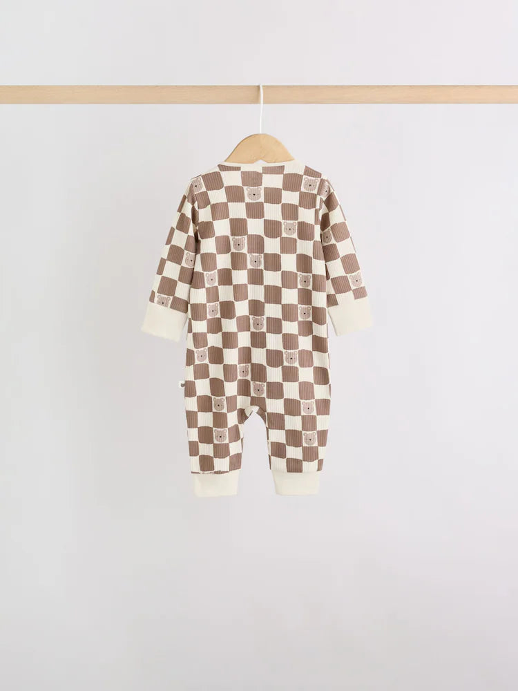 |BabyBoy| Kit Com 4 Macacões De Bebê Marrons Com Zíper Bidirecional (0 meses a 3 anos)