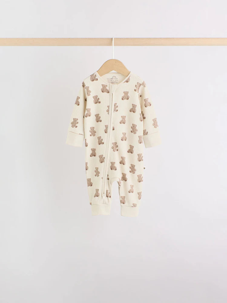 |BabyBoy| Kit Com 4 Macacões De Bebê Marrons Com Zíper Bidirecional (0 meses a 3 anos)