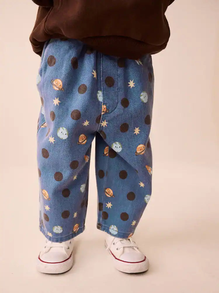|Girl| Calça Pantalona Azul Blue Space (3 meses a 7 anos)