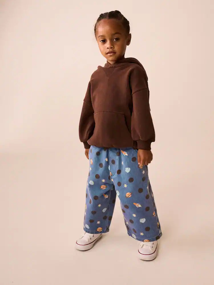 |Girl| Calça Pantalona Azul Blue Space (3 meses a 7 anos)