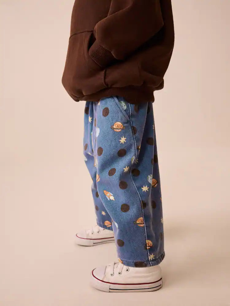 |Girl| Calça Pantalona Azul Blue Space (3 meses a 7 anos)