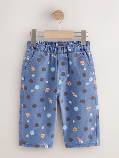 |Girl| Calça Pantalona Azul Blue Space (3 meses a 7 anos)