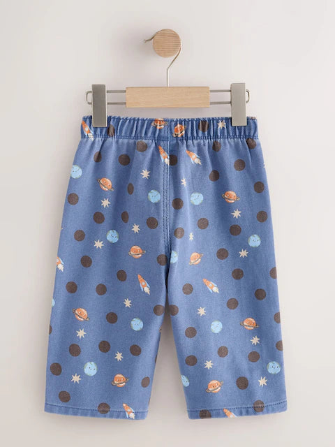 |Girl| Calça Pantalona Azul Blue Space (3 meses a 7 anos)