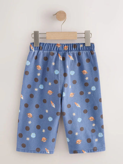 |Girl| Calça Pantalona Azul Blue Space (3 meses a 7 anos)