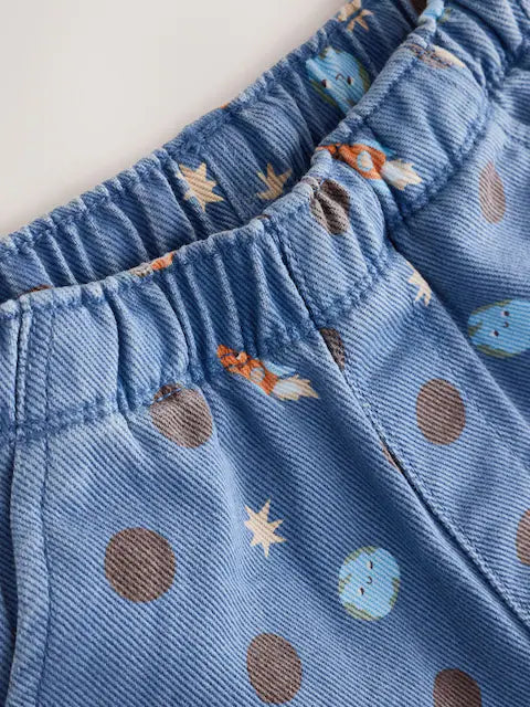 |Girl| Calça Pantalona Azul Blue Space (3 meses a 7 anos)