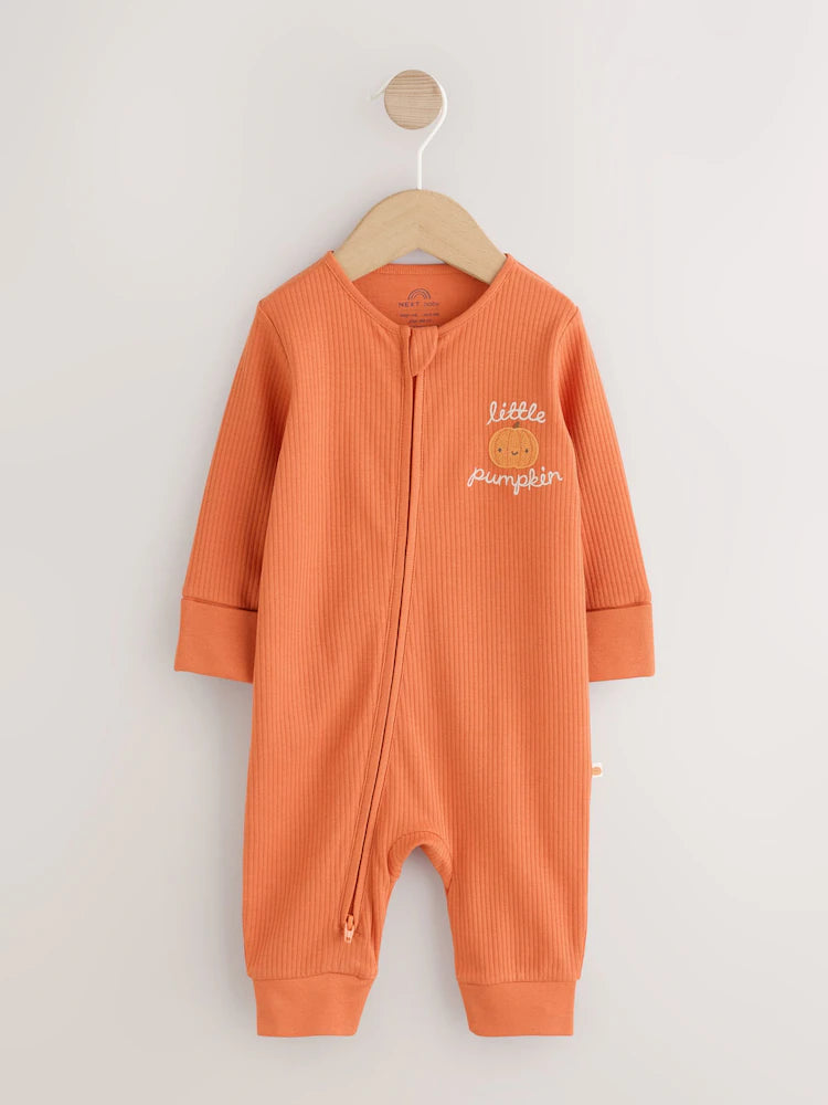 |BabyBoy| Macacão De Bebê Laranja Com Zíper Bidirecional (0 meses a 3 anos)