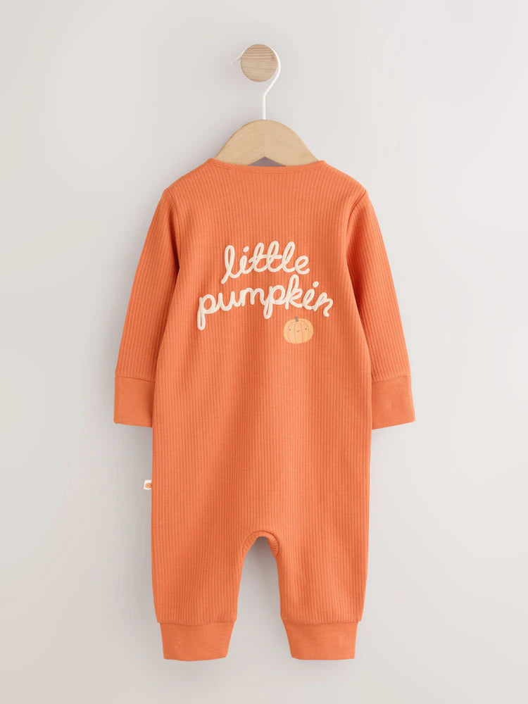 |BabyBoy| Macacão De Bebê Laranja Com Zíper Bidirecional (0 meses a 3 anos)