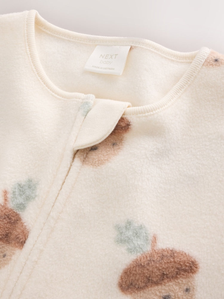 |BabyBoy| Kit com 2 Macacões de Bebê em Microfleece Verde-Sálvia com Zíper Bidirecional