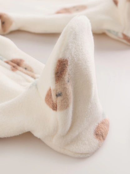 |BabyBoy| Kit com 2 Macacões de Bebê em Microfleece Verde-Sálvia com Zíper Bidirecional
