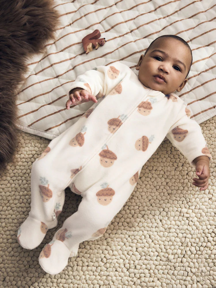 |BabyBoy| Kit com 2 Macacões de Bebê em Microfleece Verde-Sálvia com Zíper Bidirecional