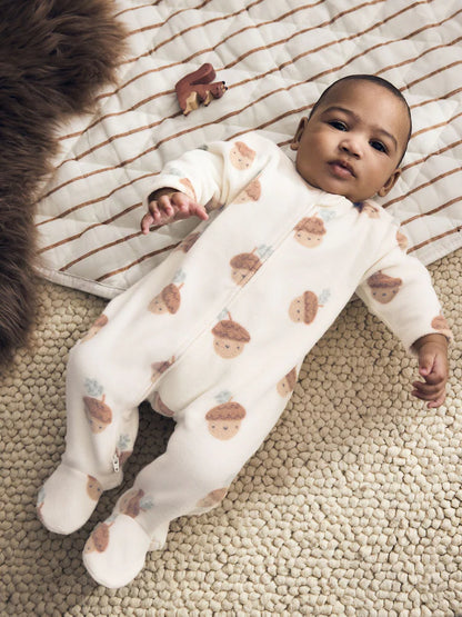 |BabyBoy| Kit com 2 Macacões de Bebê em Microfleece Verde-Sálvia com Zíper Bidirecional