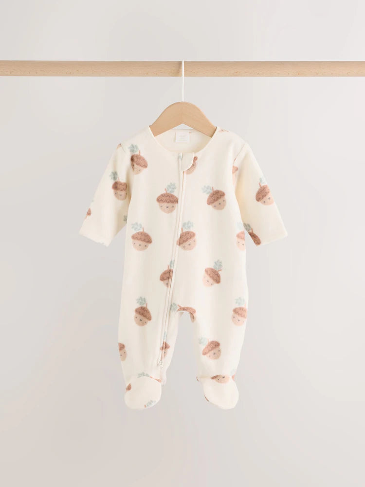 |BabyBoy| Kit com 2 Macacões de Bebê em Microfleece Verde-Sálvia com Zíper Bidirecional