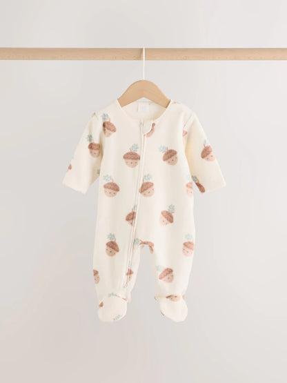 |BabyBoy| Kit com 2 Macacões de Bebê em Microfleece Verde-Sálvia com Zíper Bidirecional