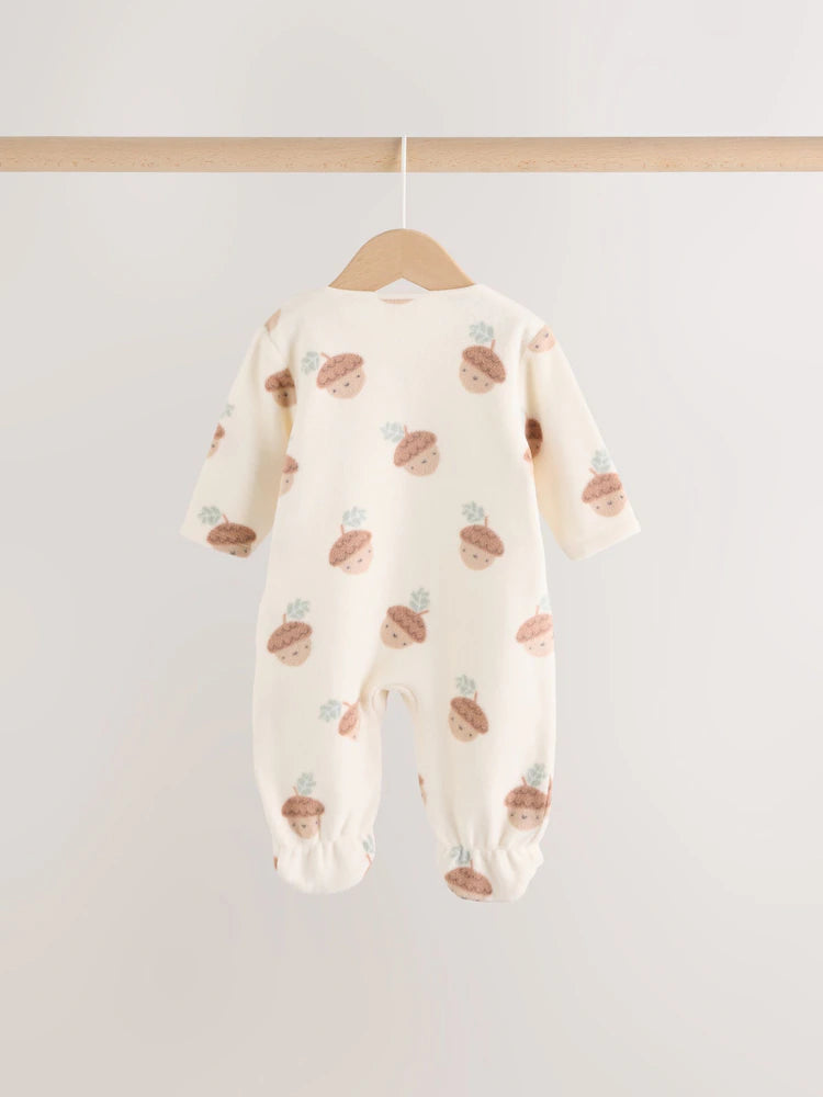 |BabyBoy| Kit com 2 Macacões de Bebê em Microfleece Verde-Sálvia com Zíper Bidirecional