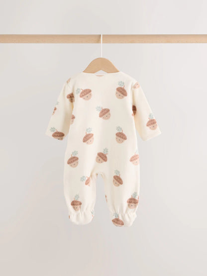 |BabyBoy| Kit com 2 Macacões de Bebê em Microfleece Verde-Sálvia com Zíper Bidirecional