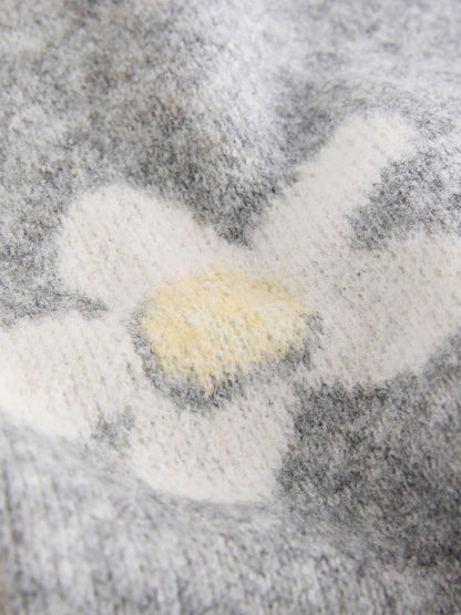 |Girl| Conjunto De Blusa e Calça Cinza Com Estampa De Margaridas (3 meses a 7 anos)