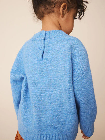 |Girl| Suéter Azul de Modelagem Ampla (3 meses a 7 anos)