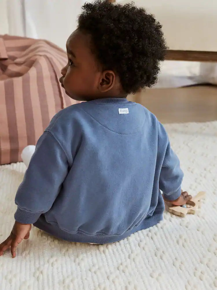 |BabyBoy| Conjunto De Bebê De 3 Peças Composto Por Jaqueta Azul De Malha, Body e Leggings (0 meses a 2 anos)