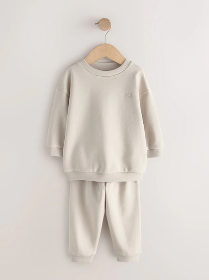|Boy| Conjunto De 6 Peças De Moletom Em Tons Neutros (blusa e calça jogger) – tamanhos de 3 meses a 7 anos