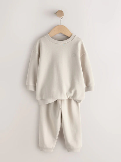 |Boy| Conjunto De 6 Peças De Moletom Em Tons Neutros (blusa e calça jogger) – tamanhos de 3 meses a 7 anos